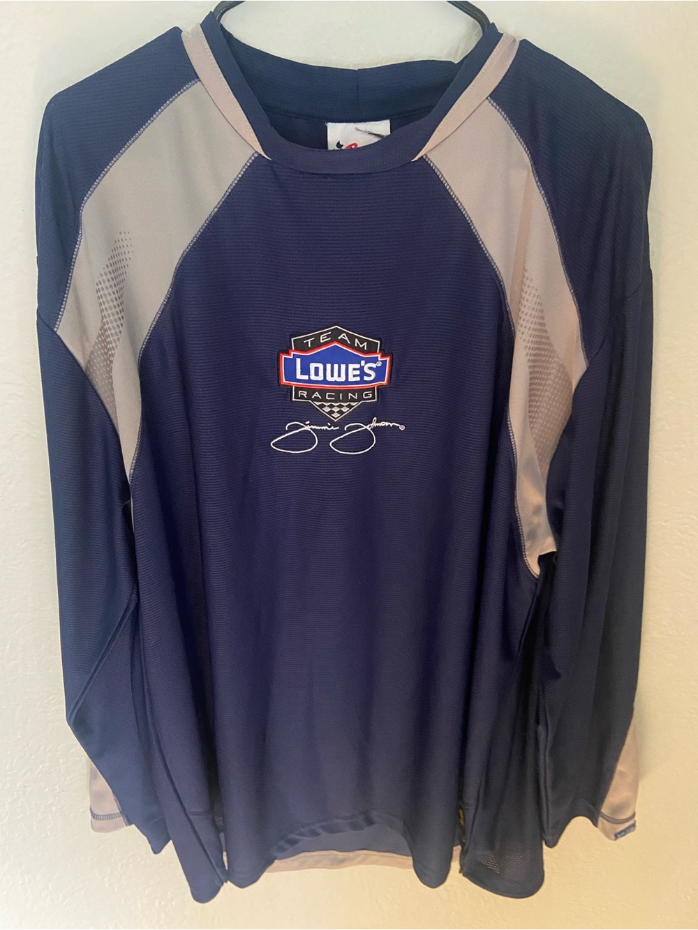 Chase Authentics Y2K Navy and Gray Long Sleeve Lowe's Racing Shirt Jersey